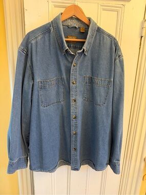 C.E. Schmidt Workwear 2XL Denim Button Down Shirt Blue Long Sleeve Work Shirt